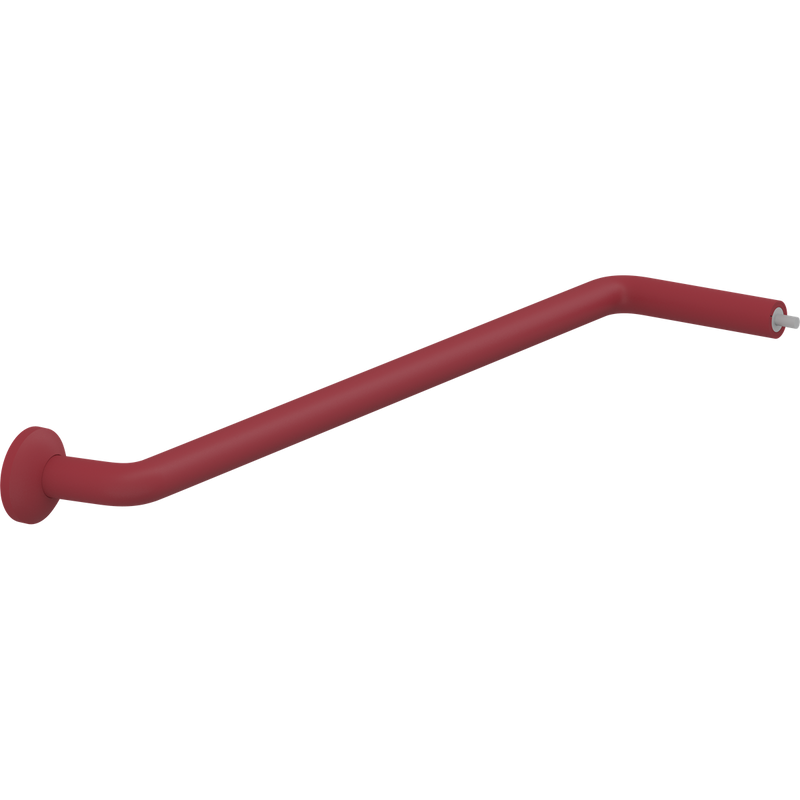 Pressalit PLUS Angled Tube Piece, 762 x 154mm, with Wall Rosette & Connecting Joint, Red (RT345035)
