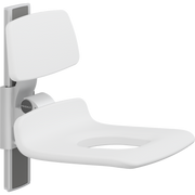 Pressalit PLUS Shower Seat 450 with Aperture incl. Backrest, Manually Height Adjustable, White (R7425000)