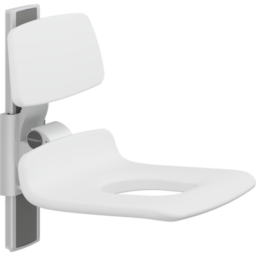 Pressalit PLUS Shower Seat 450 with Aperture incl. Backrest, Manually Height Adjustable, White (R7425000)