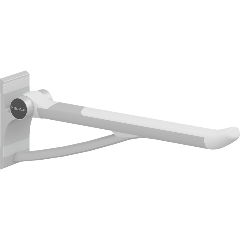 Pressalit PLUS Support Arm / Fold-Down Grab Bar, 700mm, Fixed Height, Wall-Mounted, White (R360070000)