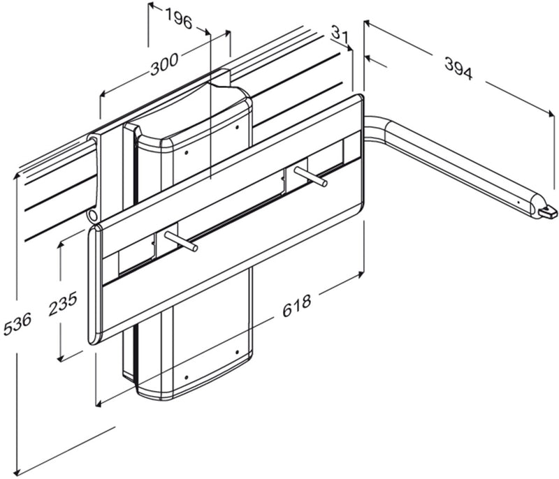 Pressalit PLUS Wash Basin Bracket dimensioned drawing (R4680)