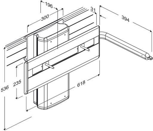Pressalit PLUS Wash Basin Bracket dimensioned drawing (R4680)