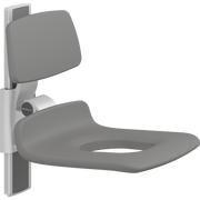 Pressalit PLUS Shower Seat 450 with Aperture incl. Backrest, Manually Height Adjustable, Anthracite (R7425112)