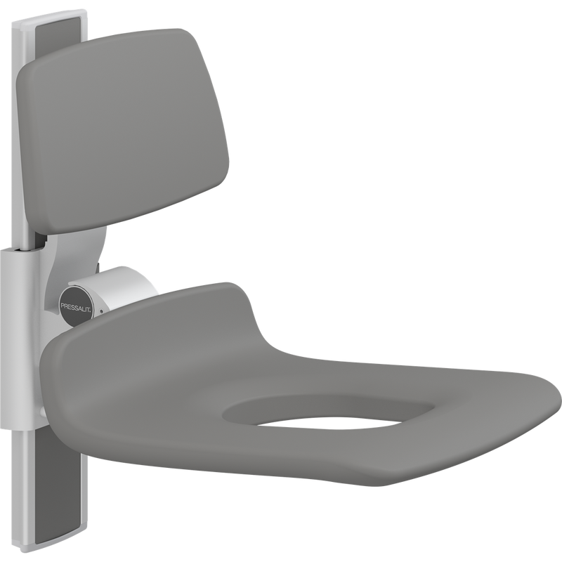 Pressalit PLUS Shower Seat 450 with Aperture incl. Backrest, Manually Height Adjustable, Anthracite (R7425112)