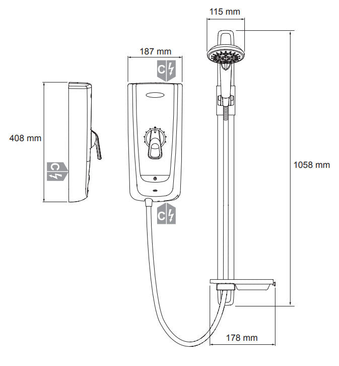 Mira Advance Flex 9.8KW White/Chrome Electric Shower 1.1785.004