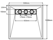AKW TriForm 1000x1000mm wet floor former dimensions drawing