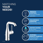 Grohe Essence Basin Mixer Tap 23463001 dimensions view