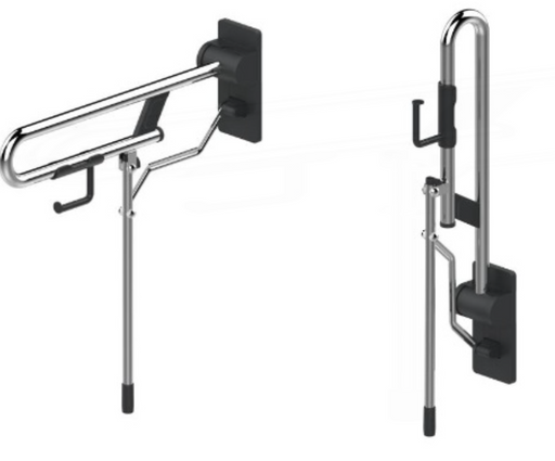 AKW Rugao fold-up rail with adjustable support leg in grey (12017GR-LS)