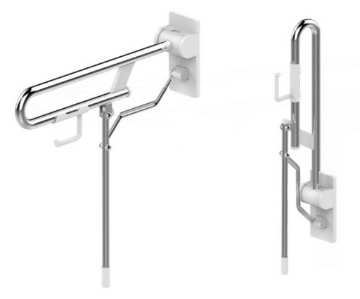 AKW Rugao fold-up rail with adjustable support leg in white (12017WH-LS)