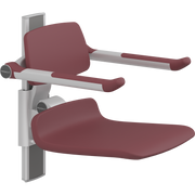 Pressalit PLUS Shower Seat 450 incl. Backrest & Armrests, Manually Height Adjustable, Red (R7434035)