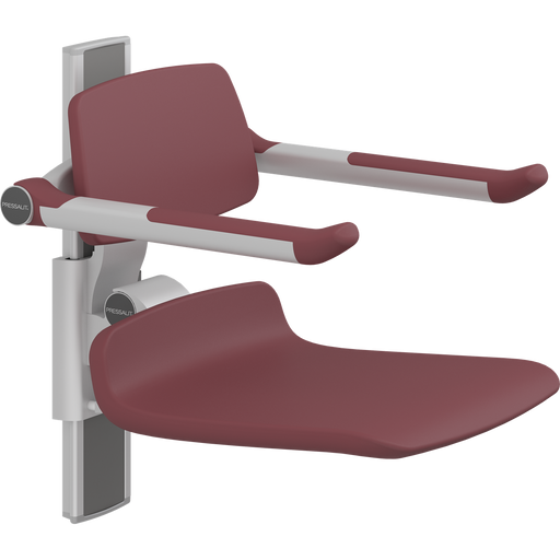 Pressalit PLUS Shower Seat 450 incl. Backrest & Armrests, Manually Height Adjustable, Red (R7434035)
