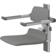 Pressalit PLUS Shower Seat 450 incl. Backrest & Armrests, Manually Height Adjustable, Anthracite (R7434112)