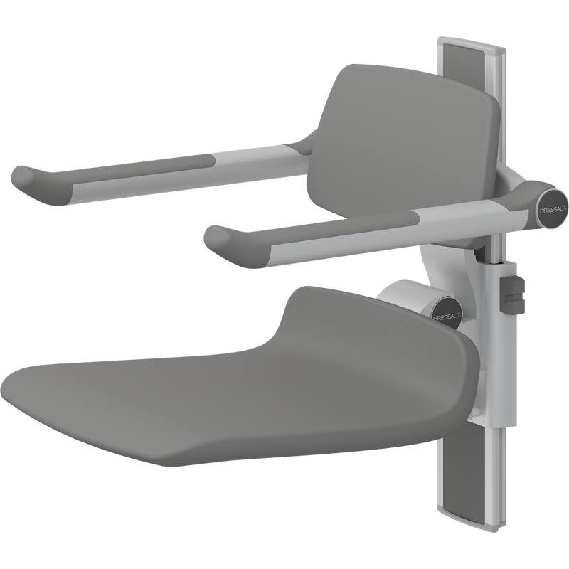 Pressalit PLUS Shower Seat 450 incl. Backrest & Armrests, Manually Height Adjustable, Anthracite (R7434112)