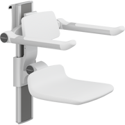 Pressalit PLUS Shower Seat 310 incl. Backrest & Armrests, Manually Height & Sideways Adjustable, White (R7364000)