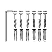 Pressalit Mounting Kit — 6 × Countersunk Screws Ø10 × 80 with SX12 Plugs & white screw covers, for Brick (V8609)