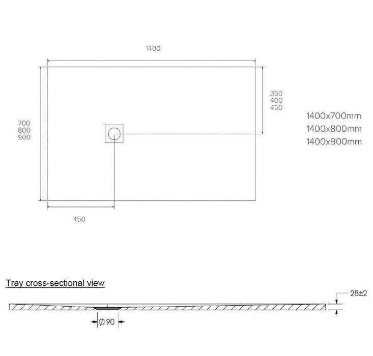 Kartell K-VIT Naturals Stone Effect Graphite Shower Tray 1400x900mm (STOR1409GP)