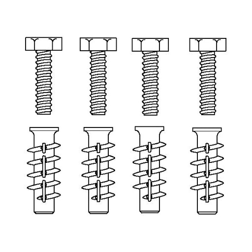Pressalit Mounting Kit, 4 Bolts M5 × 50 with FTP K 6 Plugs, for Aerated Concrete (V8665)