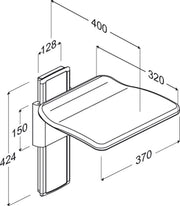 Pressalit PLUS Folding Seat 320mm Height-Adjustable dimensions R5500