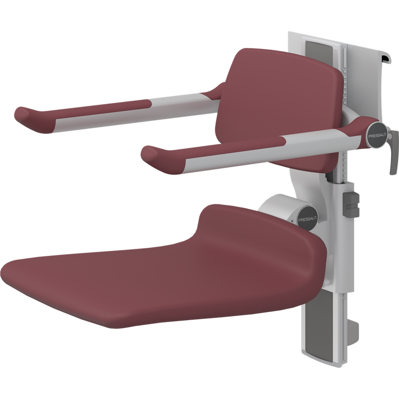 Pressalit PLUS Shower Seat 450 incl. Backrest & Armrests, Manually Height & Sideways Adjustable, Red (R7464035)