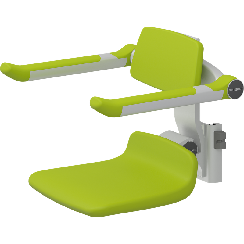 Pressalit PLUS Replacement Shower Seat 310 incl. Backrest & Armrests, Manually Height Adjustable, Lime Green (R7034277)