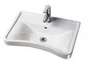 AKW ergonomic concave wash basin with full pedestal (23115-FP) in white vitreous china