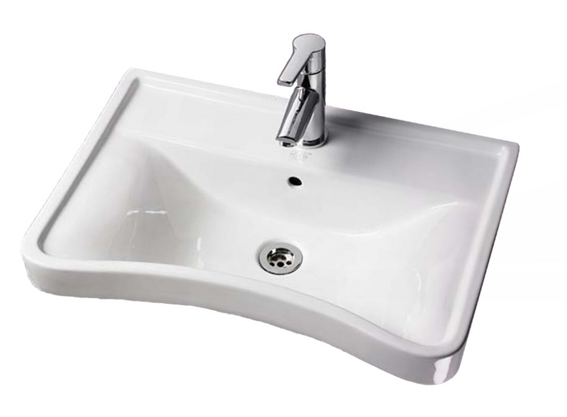 AKW ergonomic concave wash basin with full pedestal (23115-FP) in white vitreous china