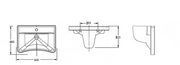 AKW ergonomic concave wash basin 600mm with semi pedestal (23115) front view