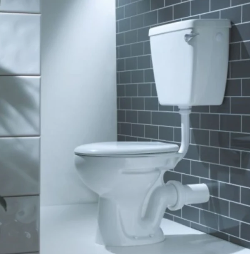 AKW standard height low level WC suite with spatula lever flush (23174) in white vitreous china