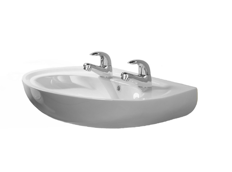 AKW Livenza Sanitaryware Washbasin 450mm 2 Tap Hole (23512)