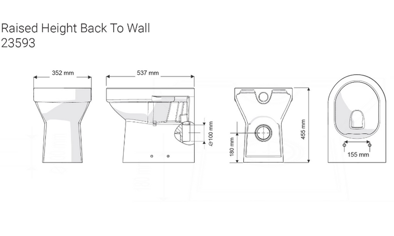 AKW Navlin Doc M raised-height back-to-wall toilet pan technical drawing with dimensions