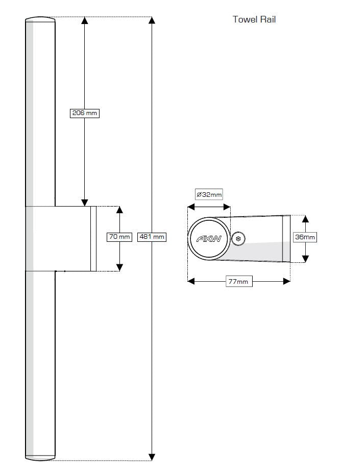AKW Onyx Towel Rail White and Chrome (23686)