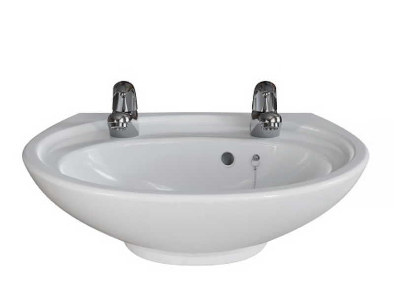 AKW Livenza Plus Sanitaryware Washbasin 550mm 2 Tap Hole (23914)