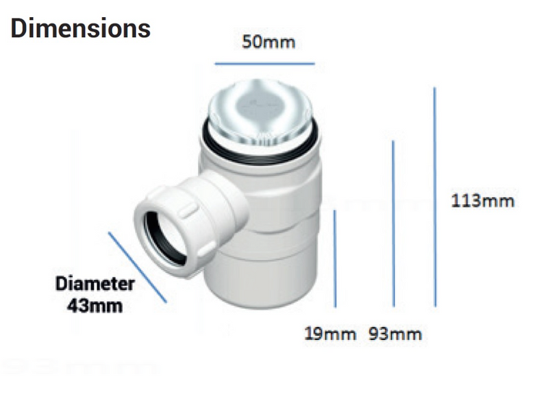 AKW GW19 gravity waste 25125 side profile showing shallow trap