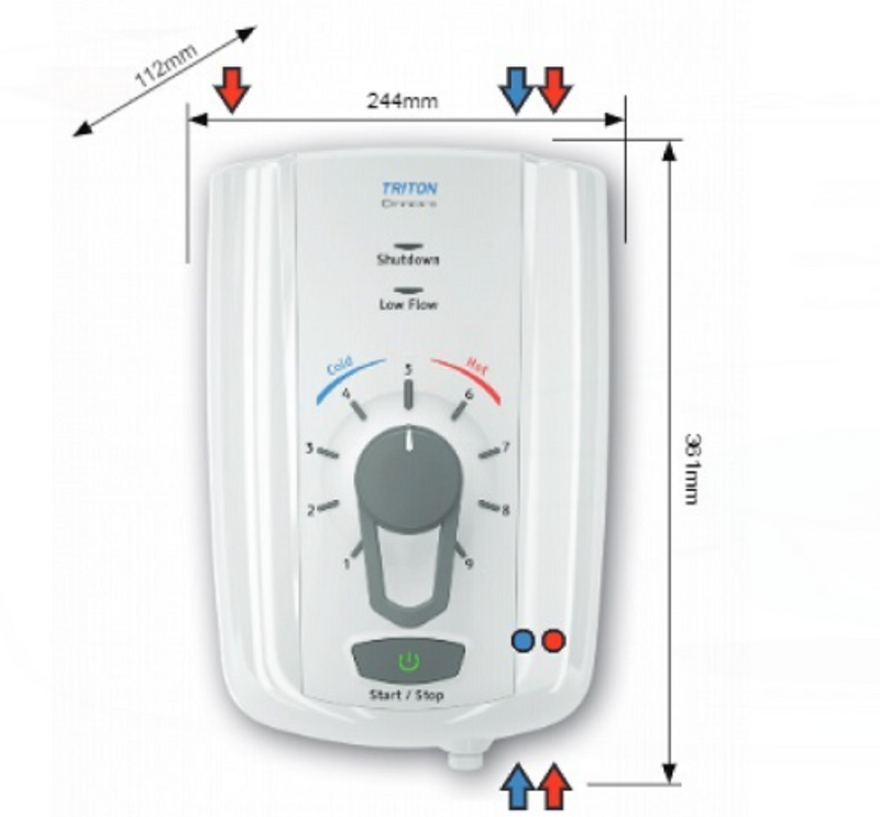 Triton Omnicare Design 8.5kW Thermostatic Electric Shower with Extended Kit (25327)