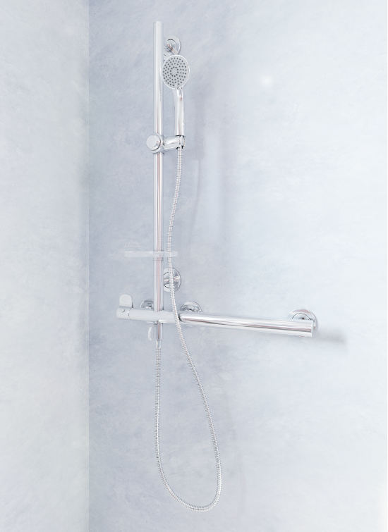 AKW Onyx Combo L-Shape Grab Rail & Mixer Shower – Left Hand (25436L-LS)