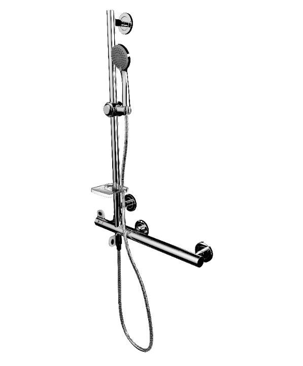 AKW Onyx Combo L-Shape Grab Rail & Mixer Shower – Left Hand (25436L-LS)