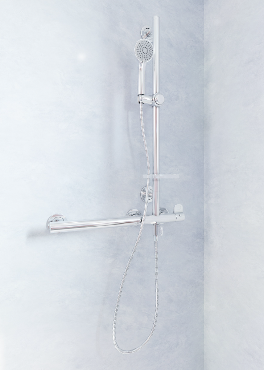 AKW Onyx Combo L-Shape Grab Rail & Mixer Shower – Right Hand (25436R-LS)