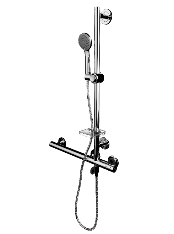 AKW Onyx Combo L-Shape Grab Rail & Mixer Shower – Right Hand (25436R-LS)