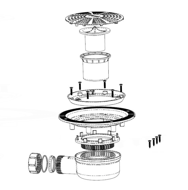 AKW GW90-2 Low Height Wet Waste with TF Vinyl Floor Adaptor (UK) (25499-UK)