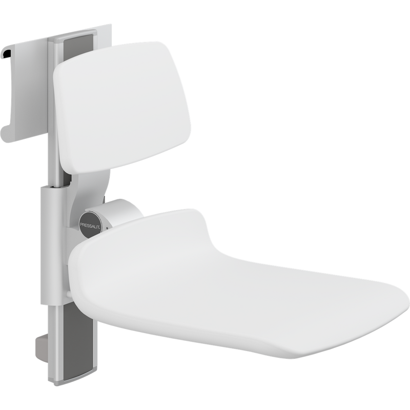 Pressalit PLUS Shower Seat 450 incl. Backrest, Manually Height & Sideways Adjustable, White (R7454000)