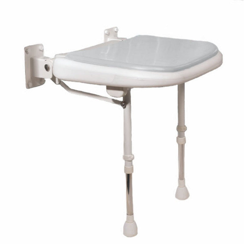 AKW 04270P Standard Wall Mounted Fold Up Grey Padded Shower Seat With Legs