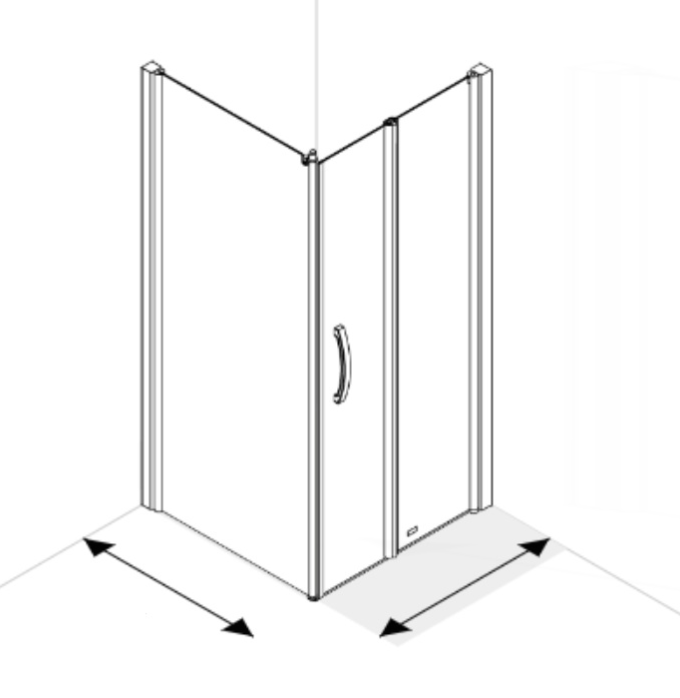 AKW Larenco full height bi-fold corner glass shower enclosure with folding door and fixed side panel