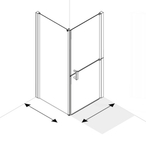 AKW Larenco Duo corner glass shower enclosure with split door and fixed side panel