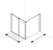 AKW Larenco Care half height bi-fold corner glass shower enclosure with folding door and side panel