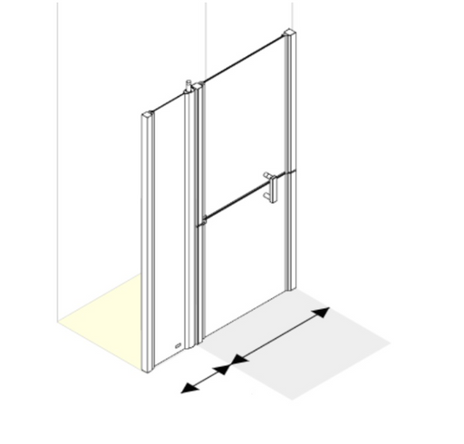 AKW Larenco Duo extended alcove glass shower door with fixed 400mm inline panel spanning a wide recess