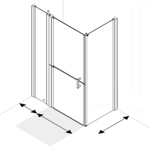 AKW Larenco extended Duo corner glass shower enclosure with split door, 400mm panel and side panel