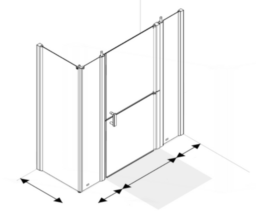AKW Larenco double extended Duo corner glass shower enclosure with split door, two 400mm panels and side panel