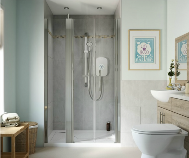 AKW Larenco extended alcove saloon door glass shower screen with 400mm panel