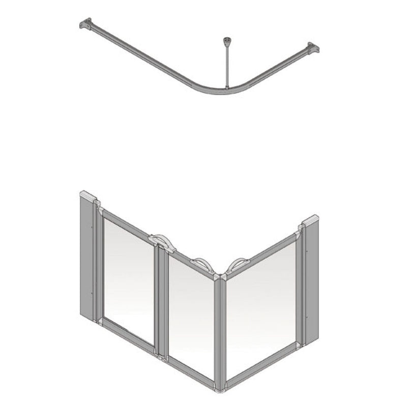 AKW Silverdale Option A Shower Screens 1200x700mm Left Hand - 900mm High - Frosted (91004LSF)