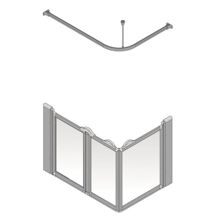 AKW Silverdale Option A Shower Screens 1300x700mm Right Hand - 750mm High - Frosted (91005RSF)
